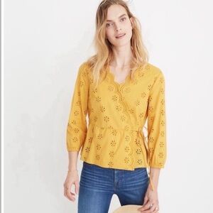 Madewell Scalloped Eyelet Wrap Top